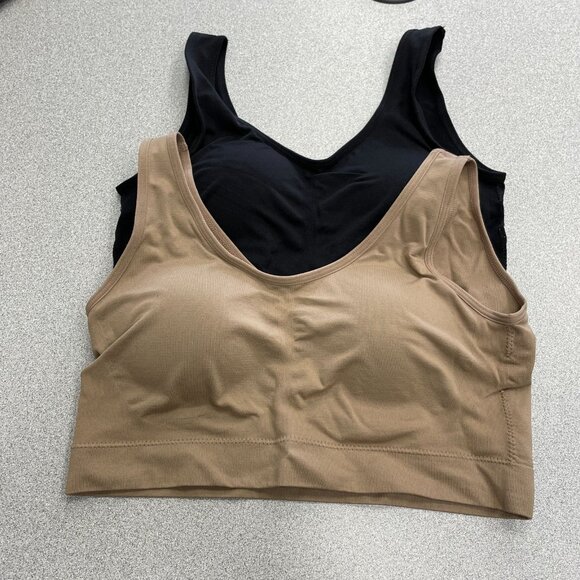 NEW Layer Zero 2 Pk Women's S Seamless Nylon Bra Black & Brown - Picture 6 of 11